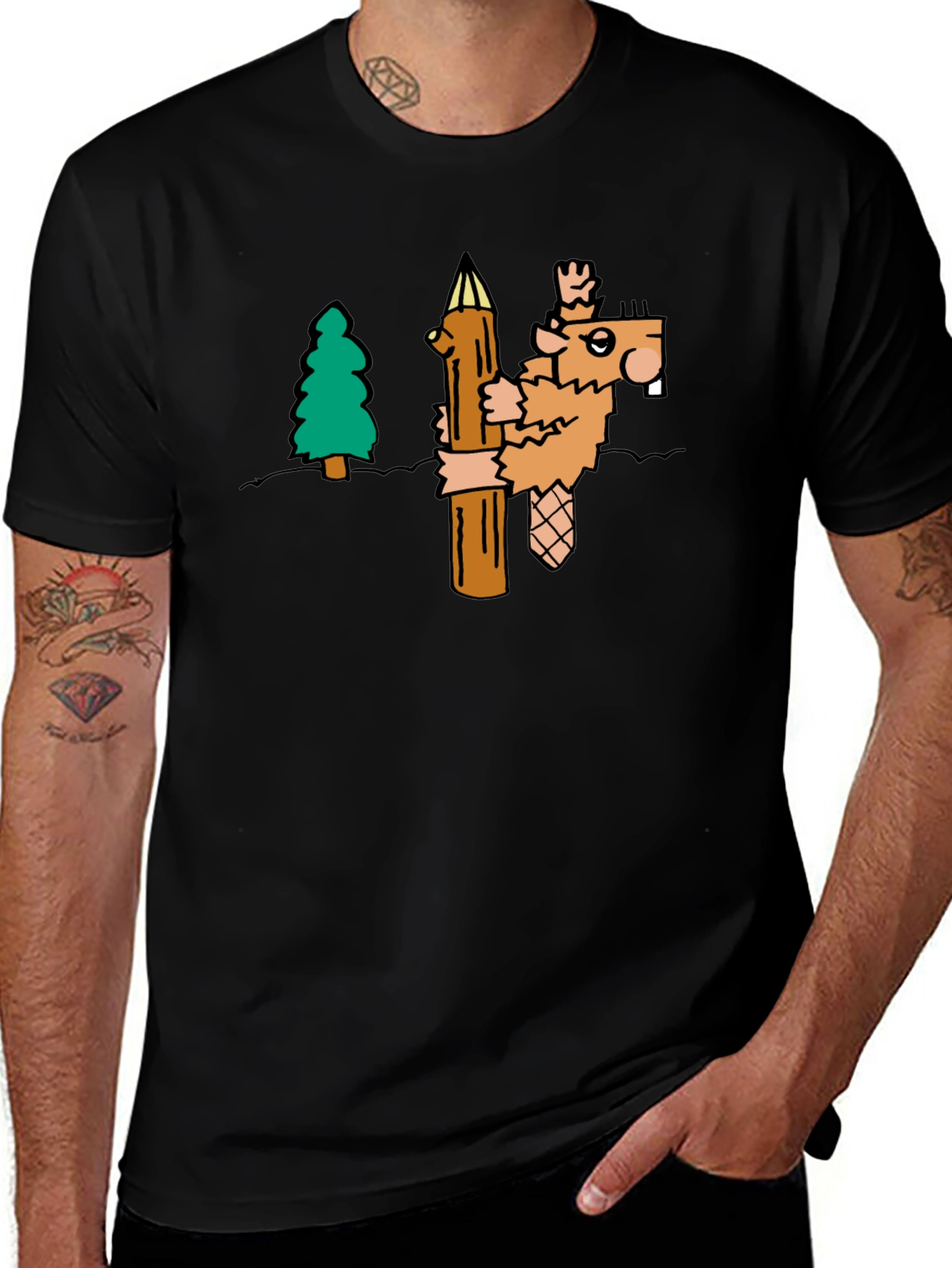 Cartoon Beaver T-Shirt | Novelty Tee