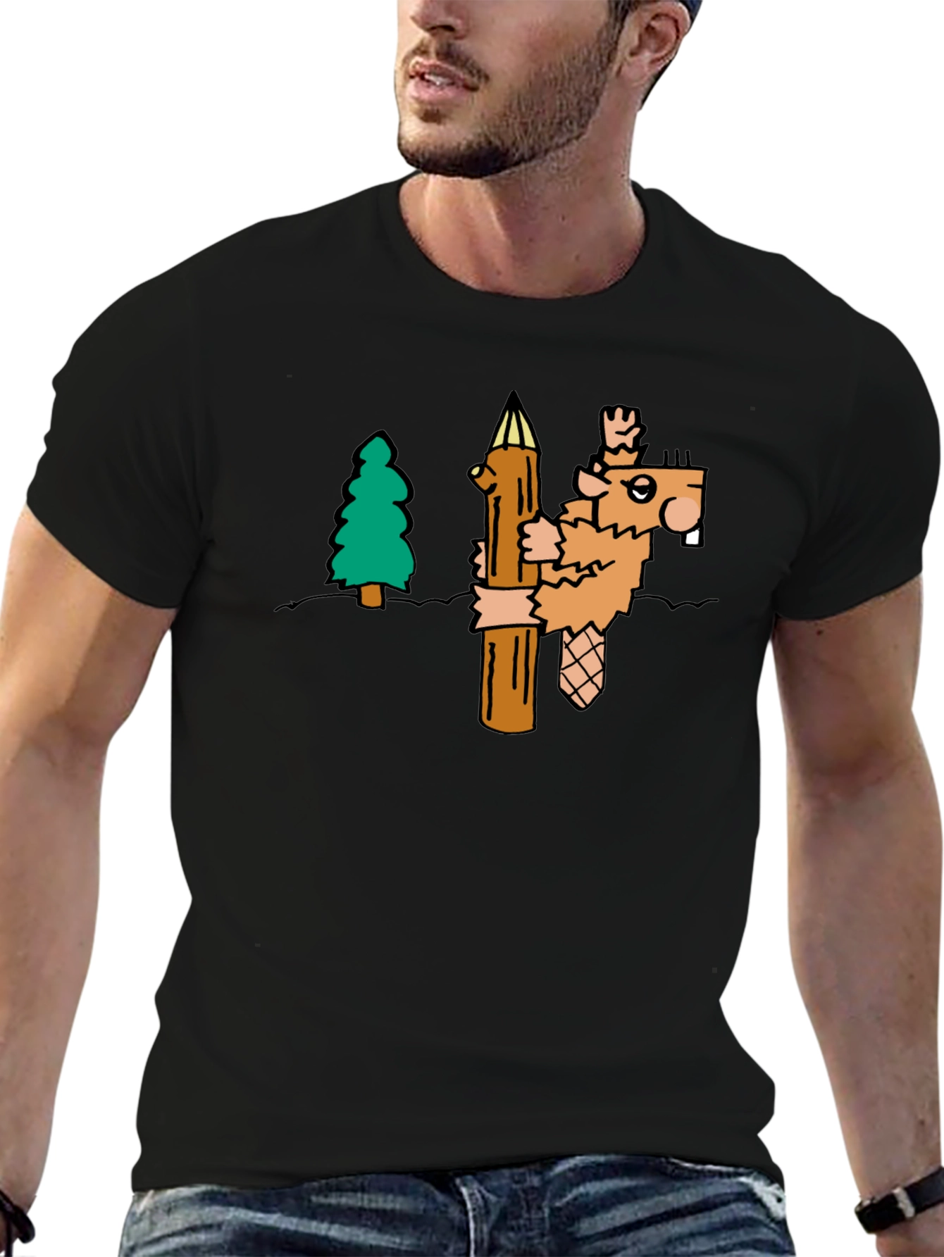 Cartoon Beaver T-Shirt | Novelty Tee
