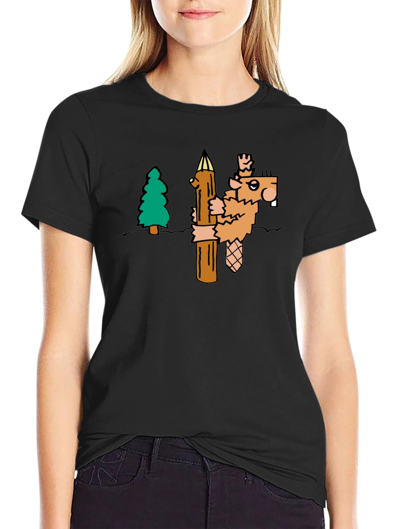 Cartoon Beaver T-Shirt | Novelty Tee