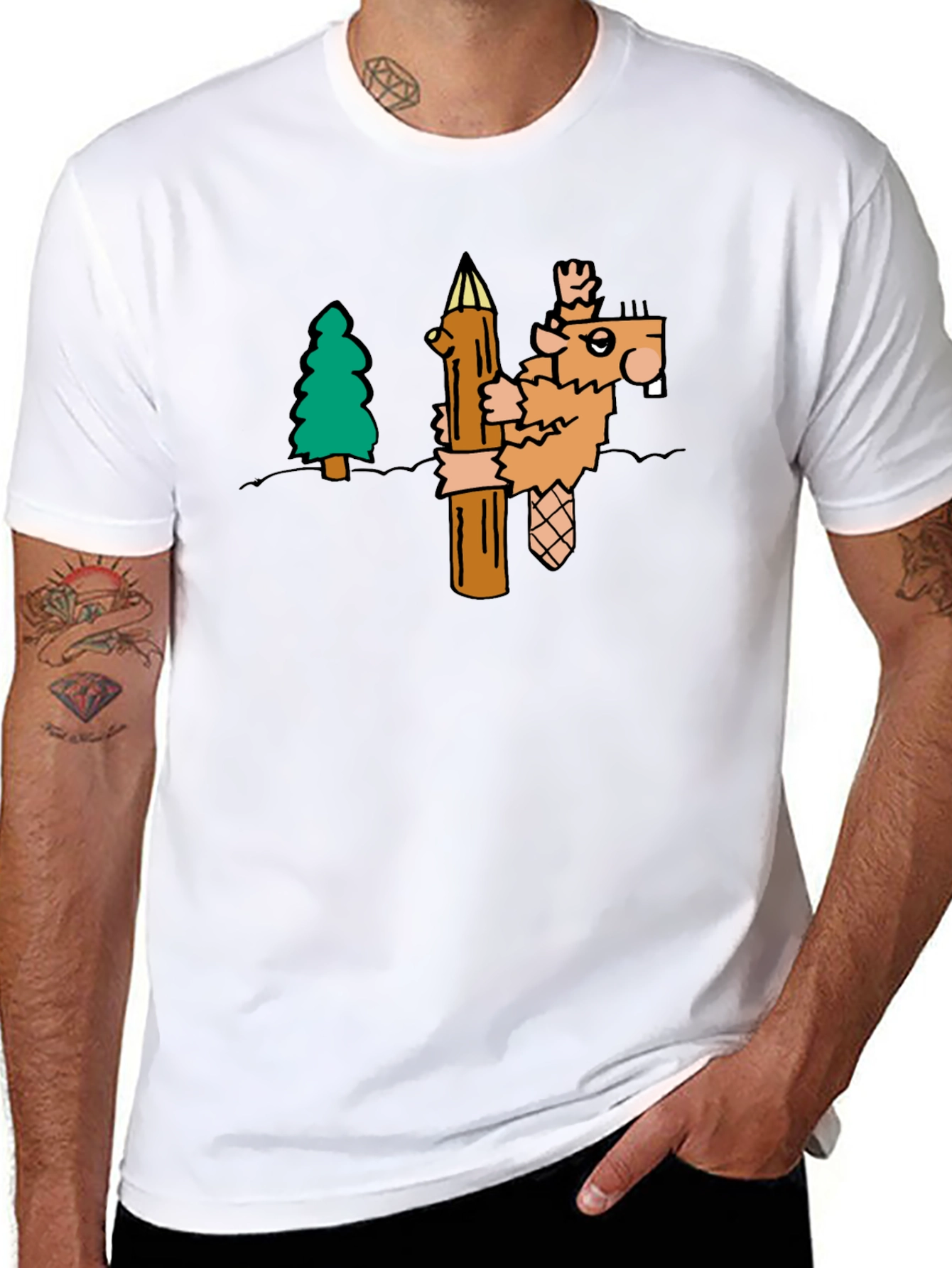 Cartoon Beaver T-Shirt | Novelty Tee