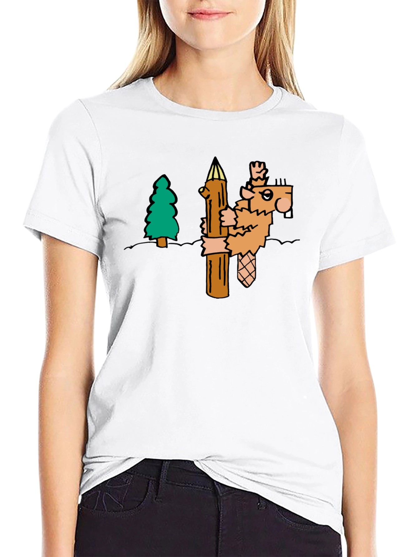Cartoon Beaver T-Shirt | Novelty Tee