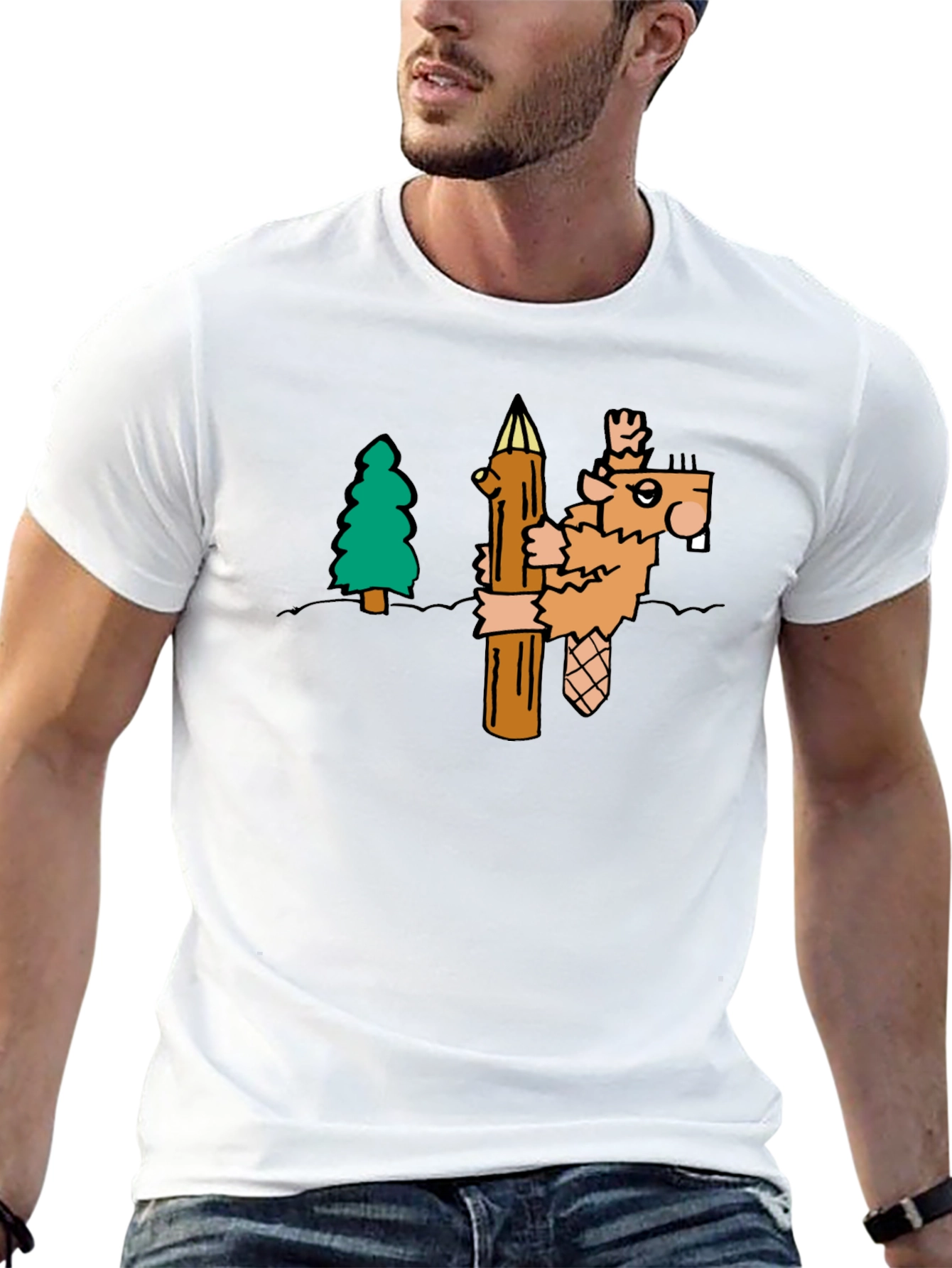 Cartoon Beaver T-Shirt | Novelty Tee