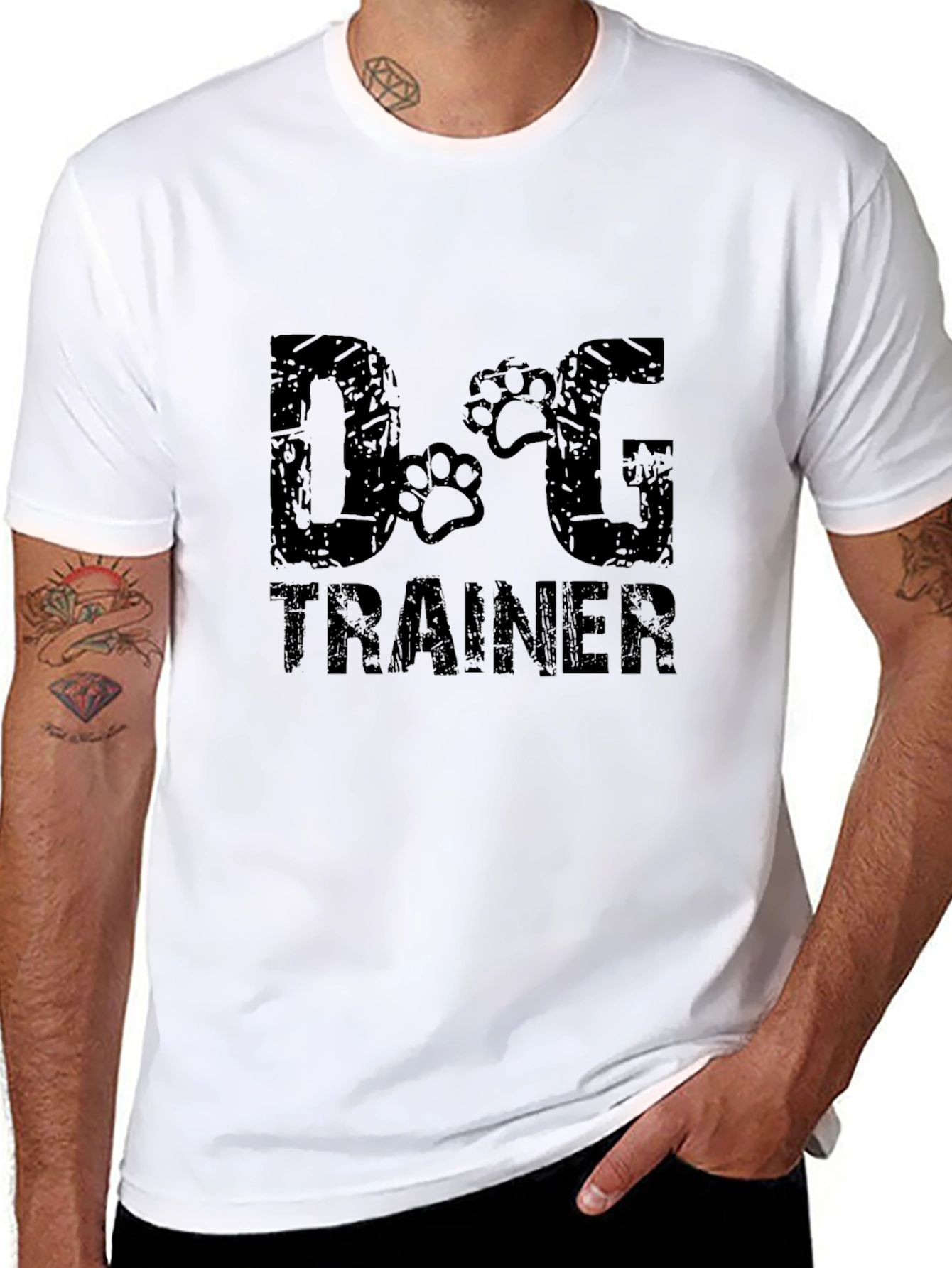 Dog Trainer Graphic Tee - Black Cotton T-Shirt