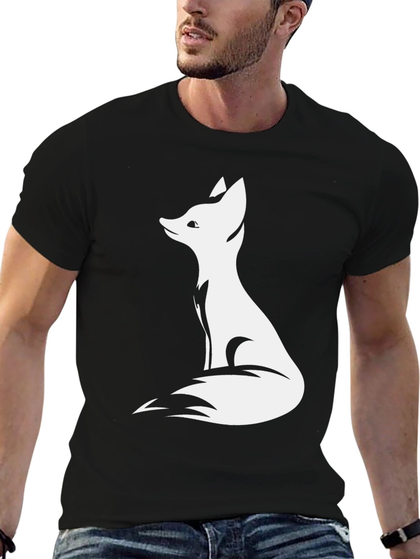 Fox Graphic Print Black T-Shirt