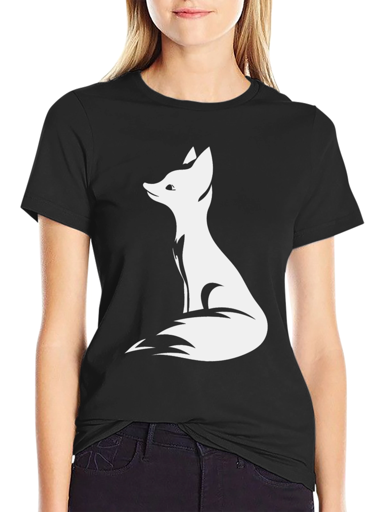 Fox Graphic Print Black T-Shirt