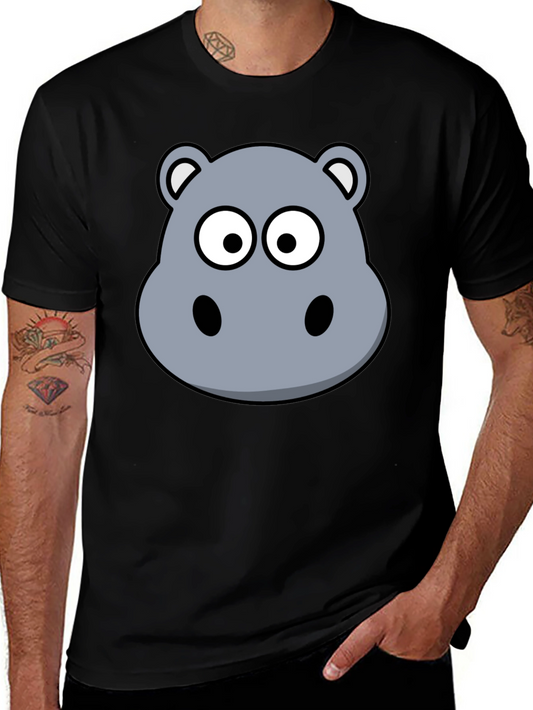 Hippo Cartoon Graphic Black T-Shirt