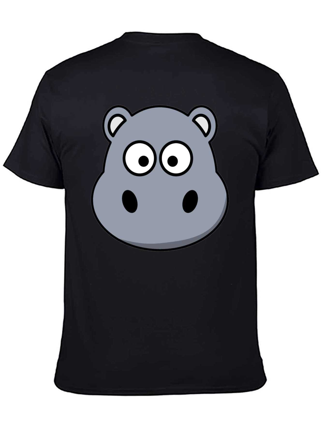 Hippo Cartoon Graphic Black T-Shirt
