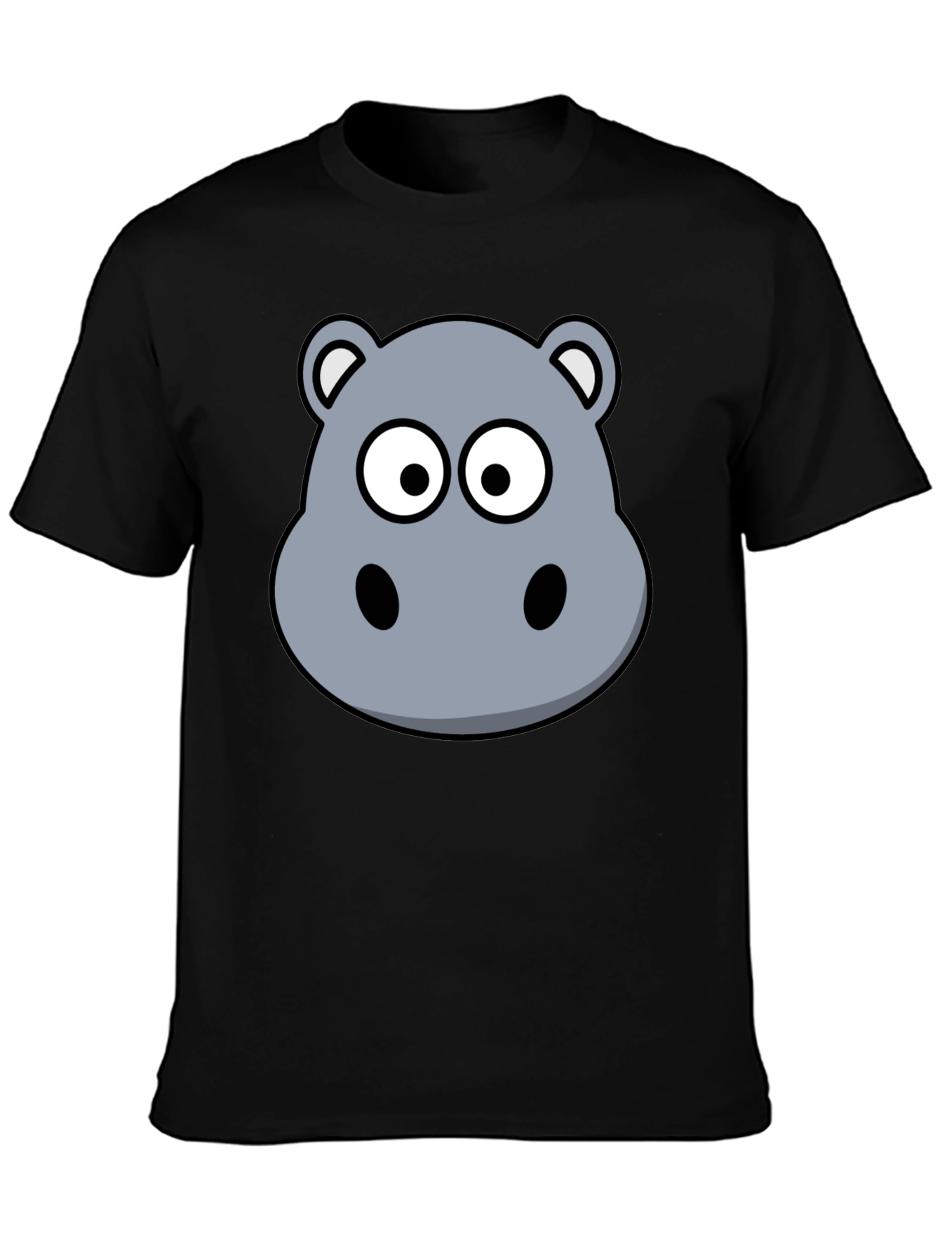 Hippo Cartoon Graphic Black T-Shirt
