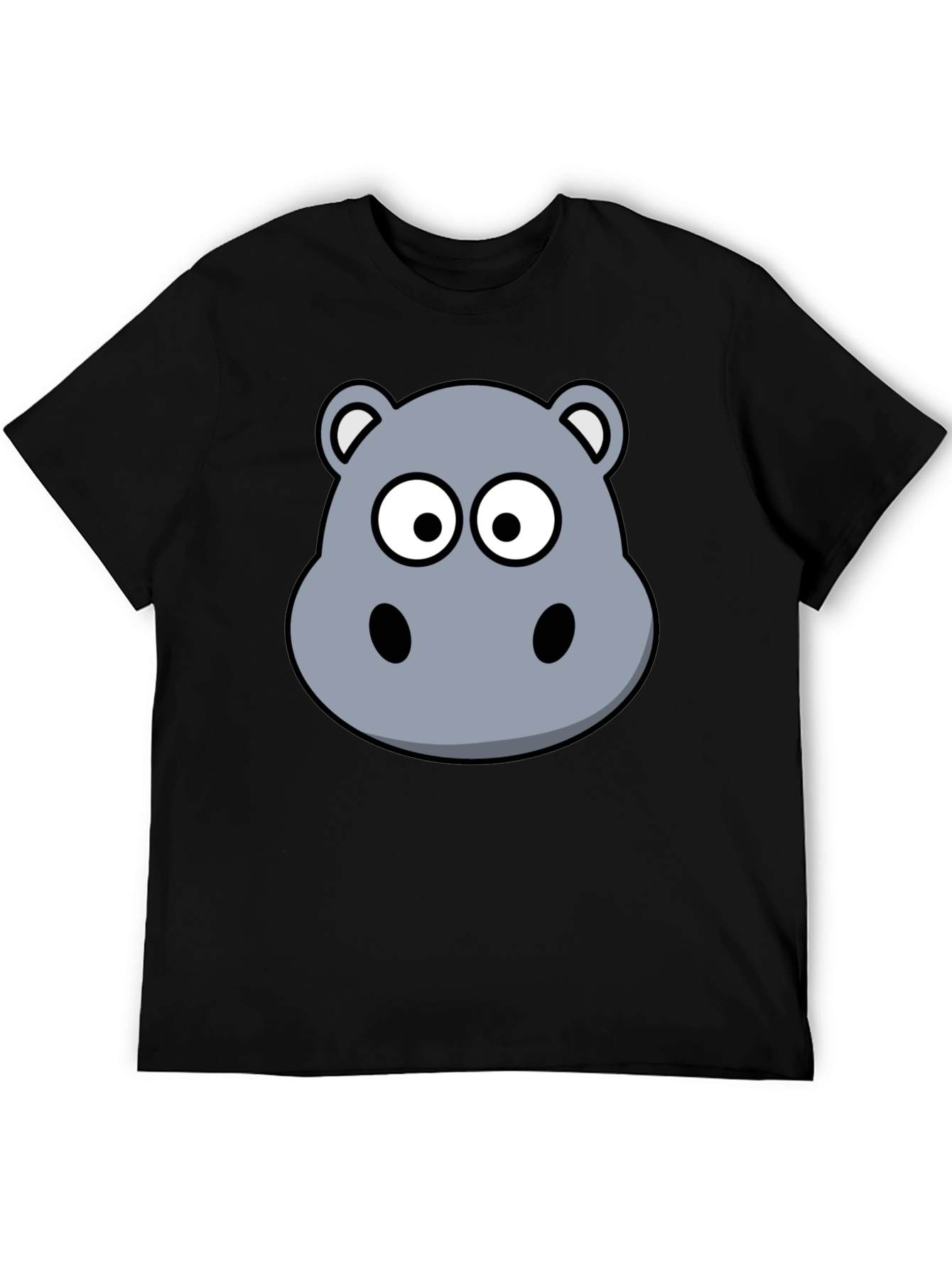 Hippo Cartoon Graphic Black T-Shirt