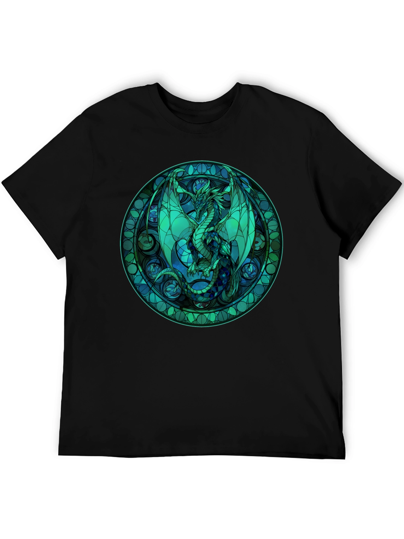 Stained Glass Dragon Graphic Tee - Black