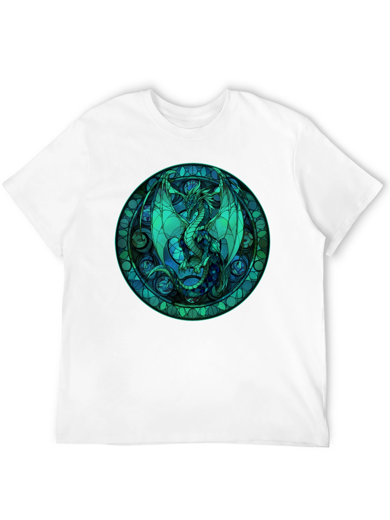 Stained Glass Dragon Graphic Tee - Black