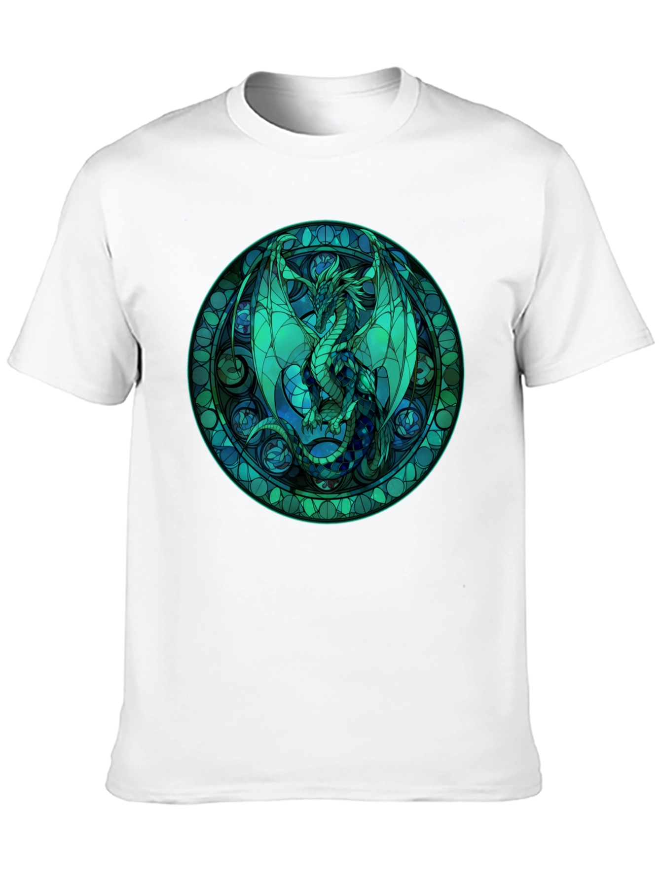 Stained Glass Dragon Graphic Tee - Black