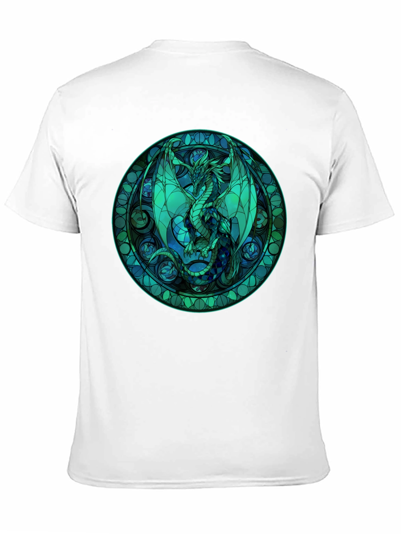 Stained Glass Dragon Graphic Tee - Black