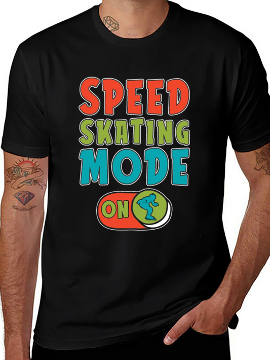 Speed Skating Mode On Black T-Shirt