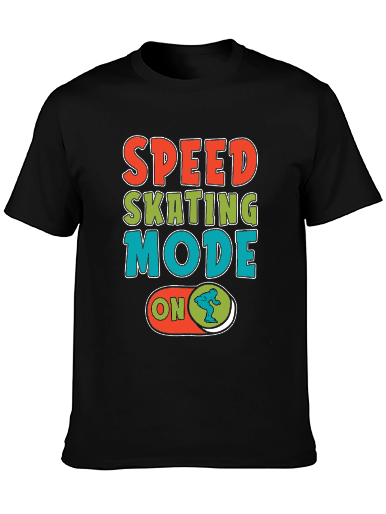 Speed Skating Mode On Black T-Shirt