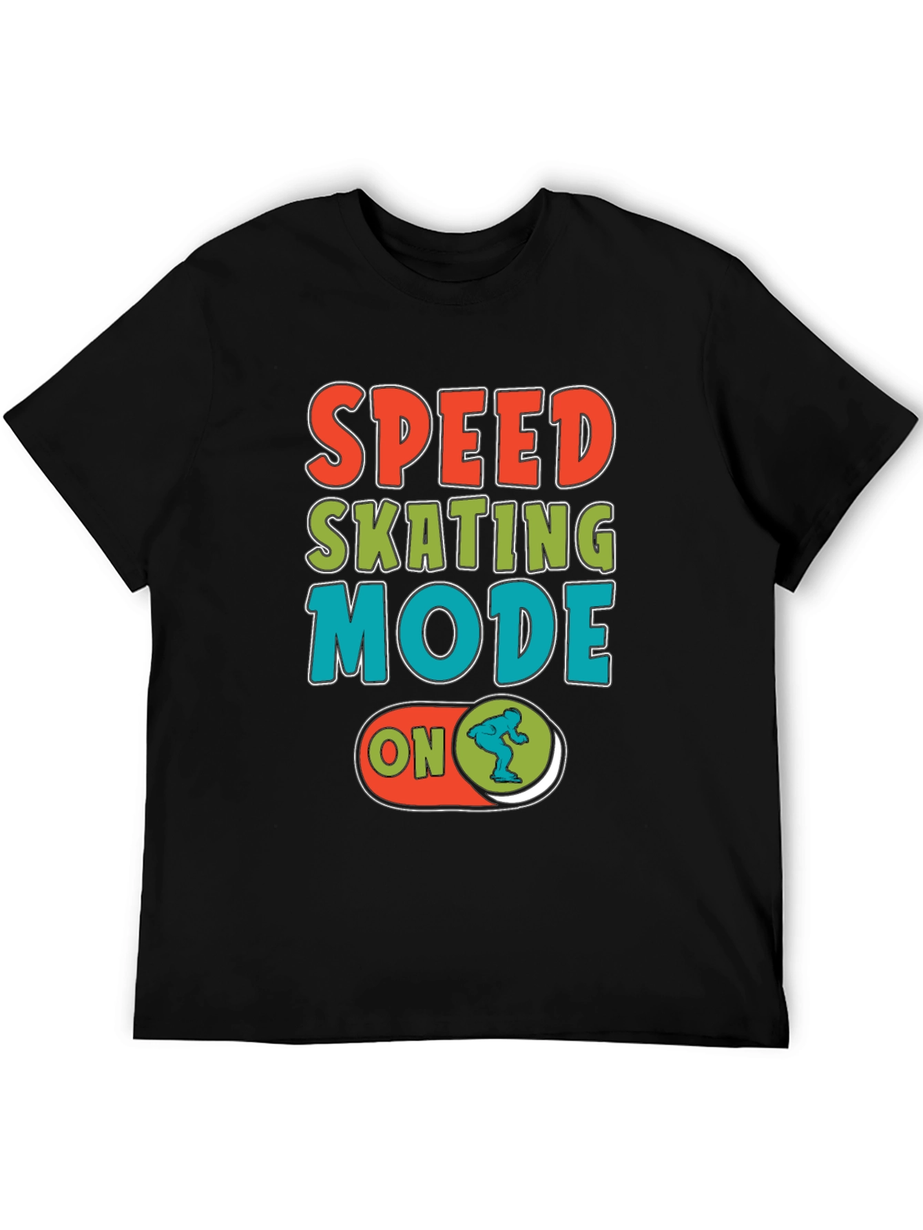 Speed Skating Mode On Black T-Shirt