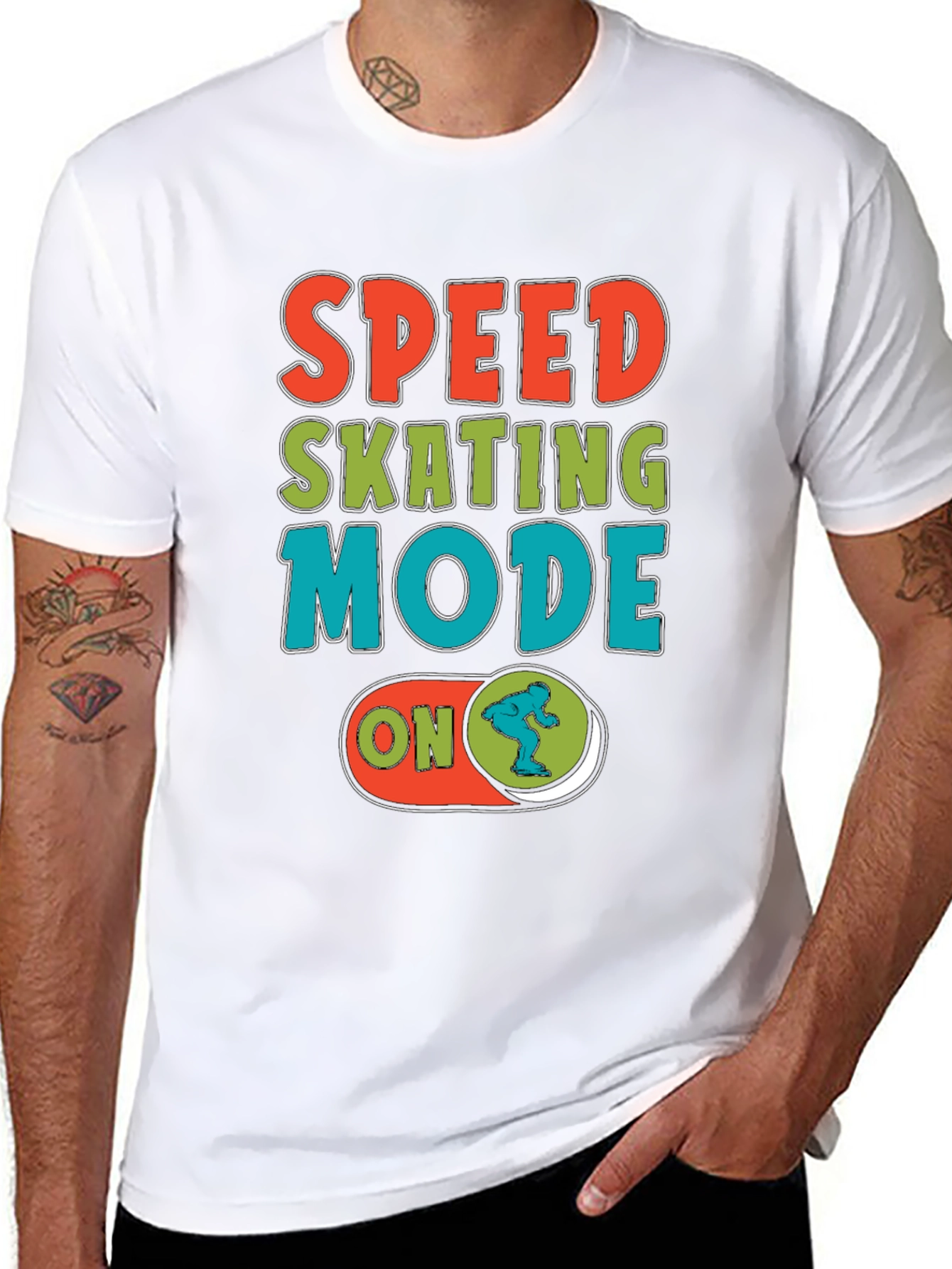 Speed Skating Mode On Black T-Shirt