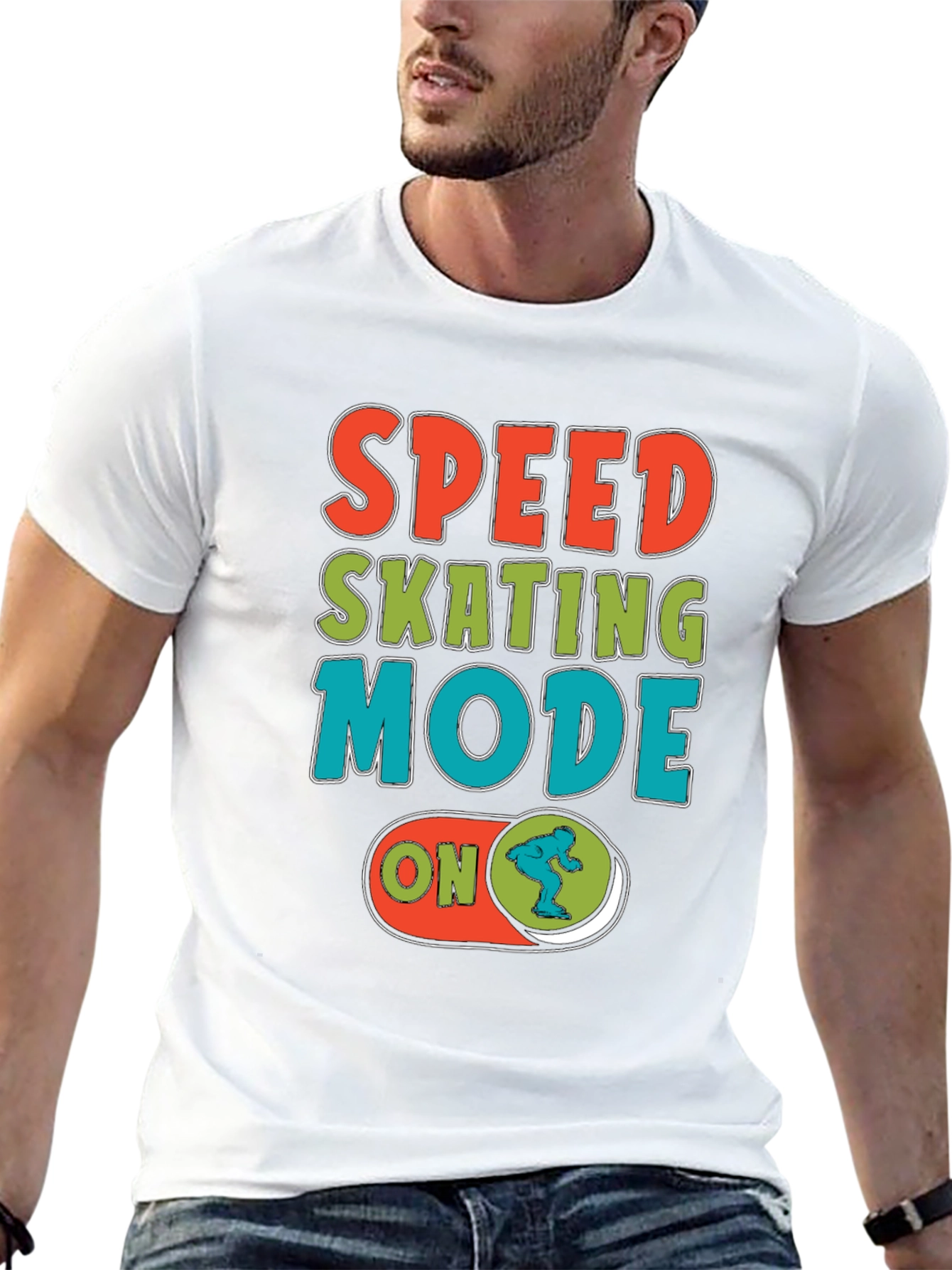 Speed Skating Mode On Black T-Shirt