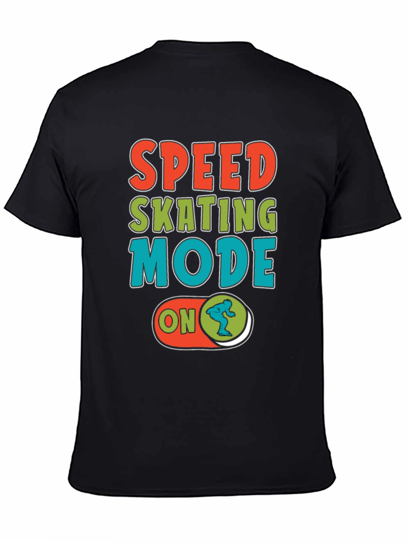 Speed Skating Mode On Black T-Shirt