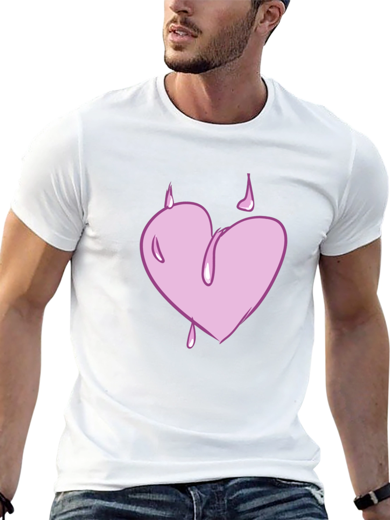 Heart Drip Graphic Tee - Black Casual T-Shirt