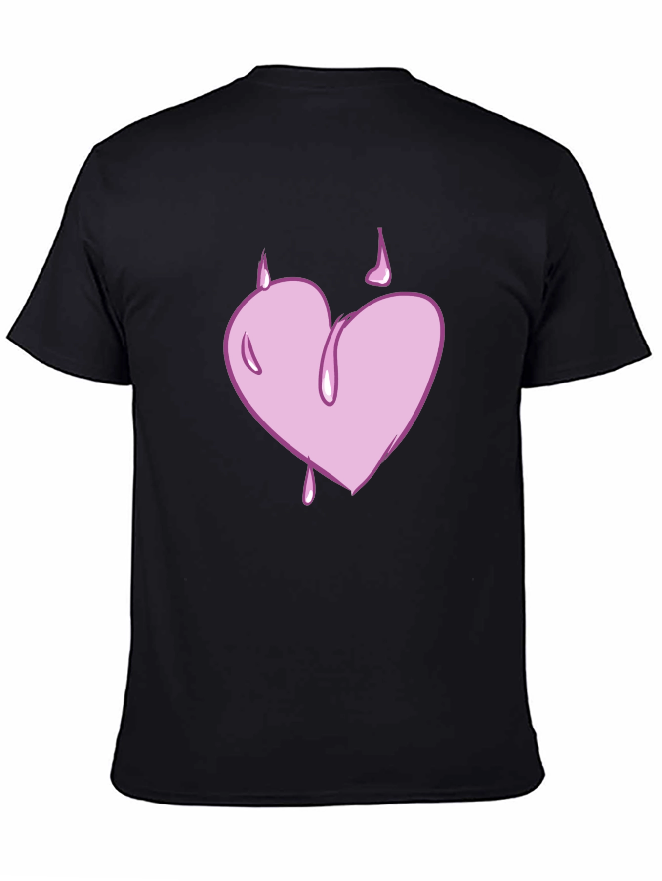 Heart Drip Graphic Tee - Black Casual T-Shirt