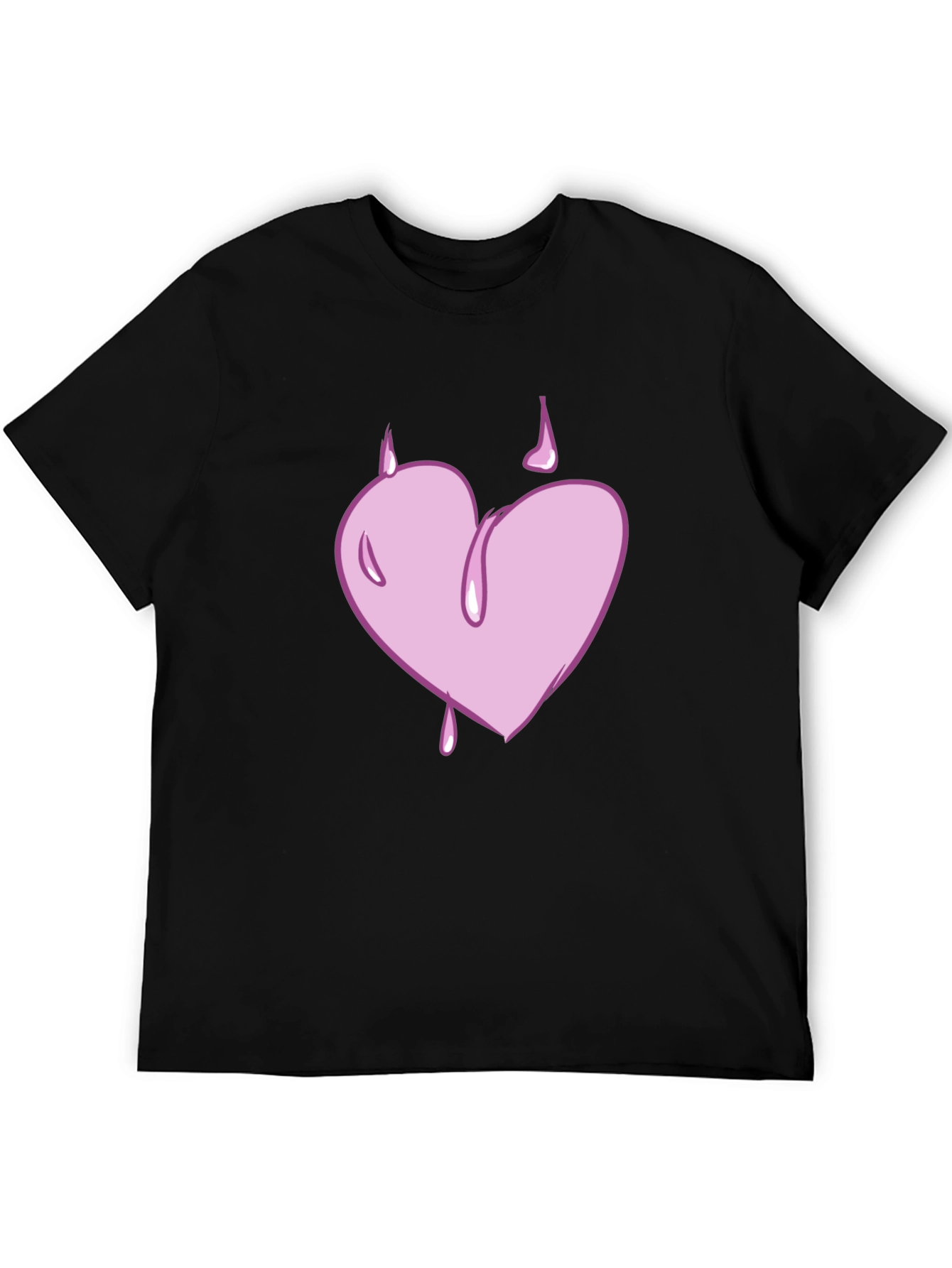Heart Drip Graphic Tee - Black Casual T-Shirt