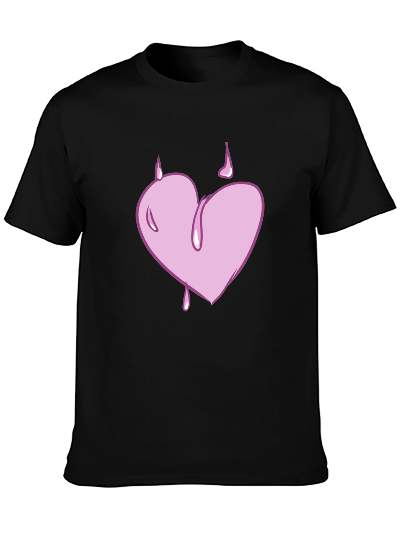 Heart Drip Graphic Tee - Black Casual T-Shirt