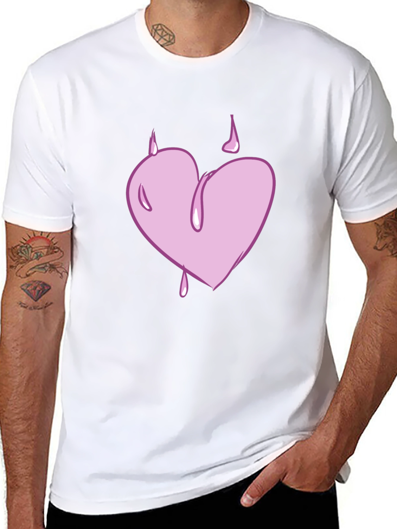 Heart Drip Graphic Tee - Black Casual T-Shirt