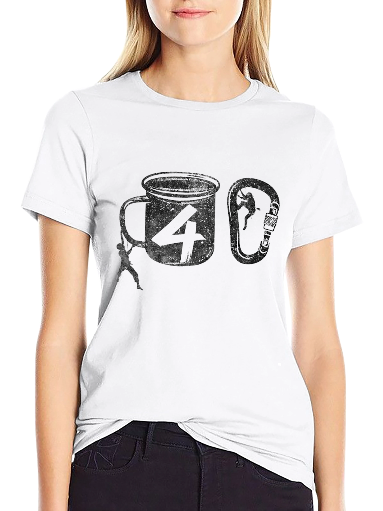 Climbing Coffee T-Shirt - Black Graphic Tee