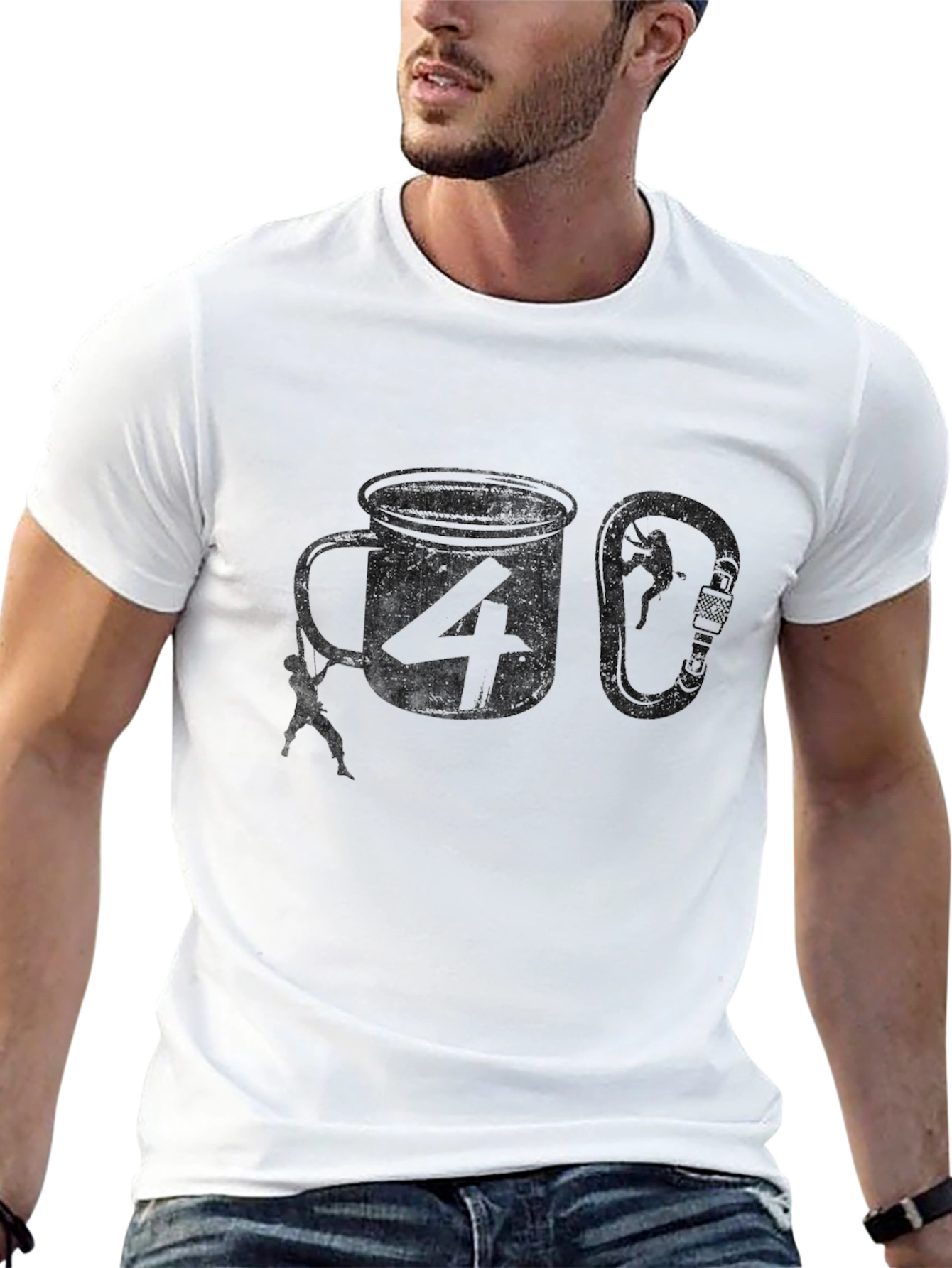 Climbing Coffee T-Shirt - Black Graphic Tee