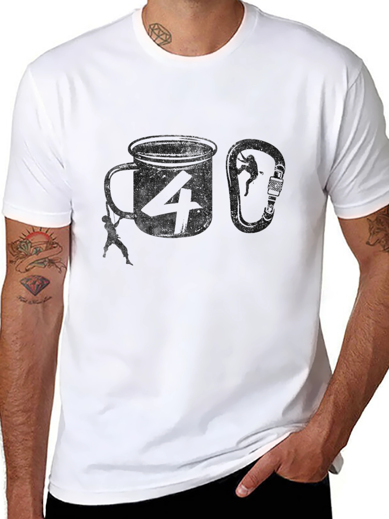 Climbing Coffee T-Shirt - Black Graphic Tee