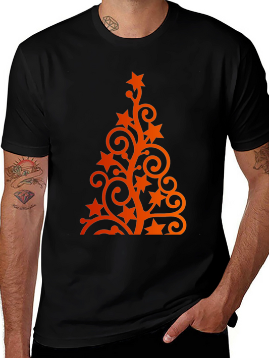Festive Holiday Tree Graphic Tee - Black