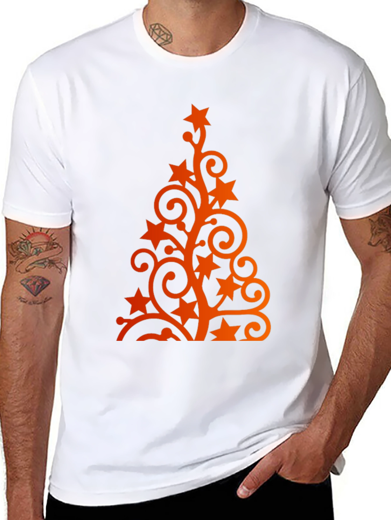 Festive Holiday Tree Graphic Tee - Black