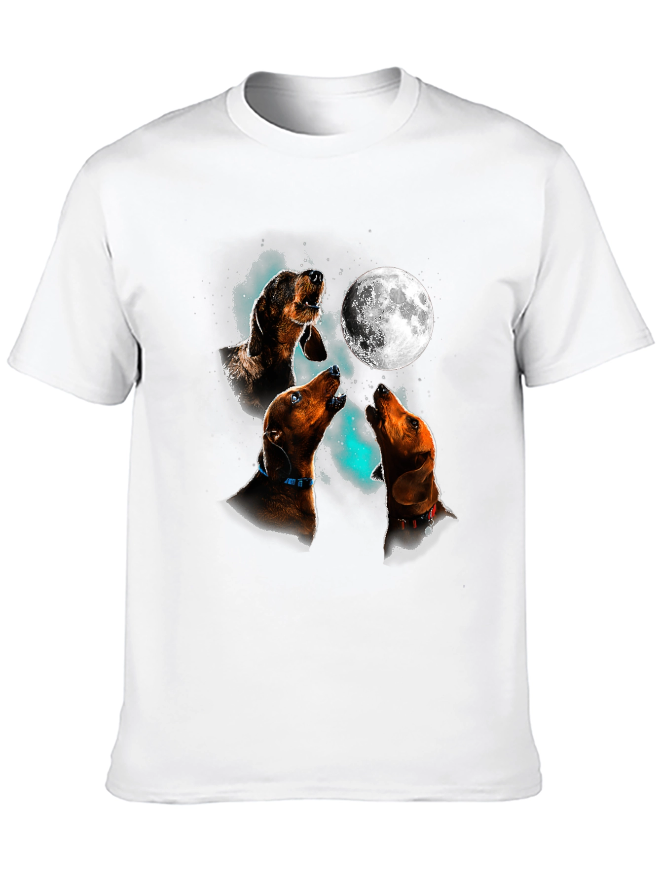 Dachshund Howling Moon Graphic T-Shirt