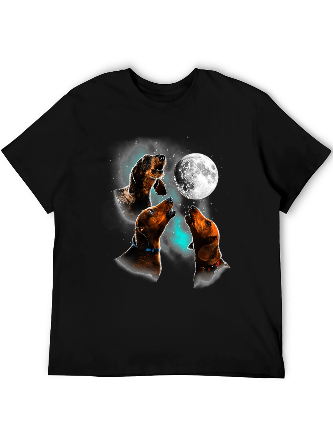 Dachshund Howling Moon Graphic T-Shirt