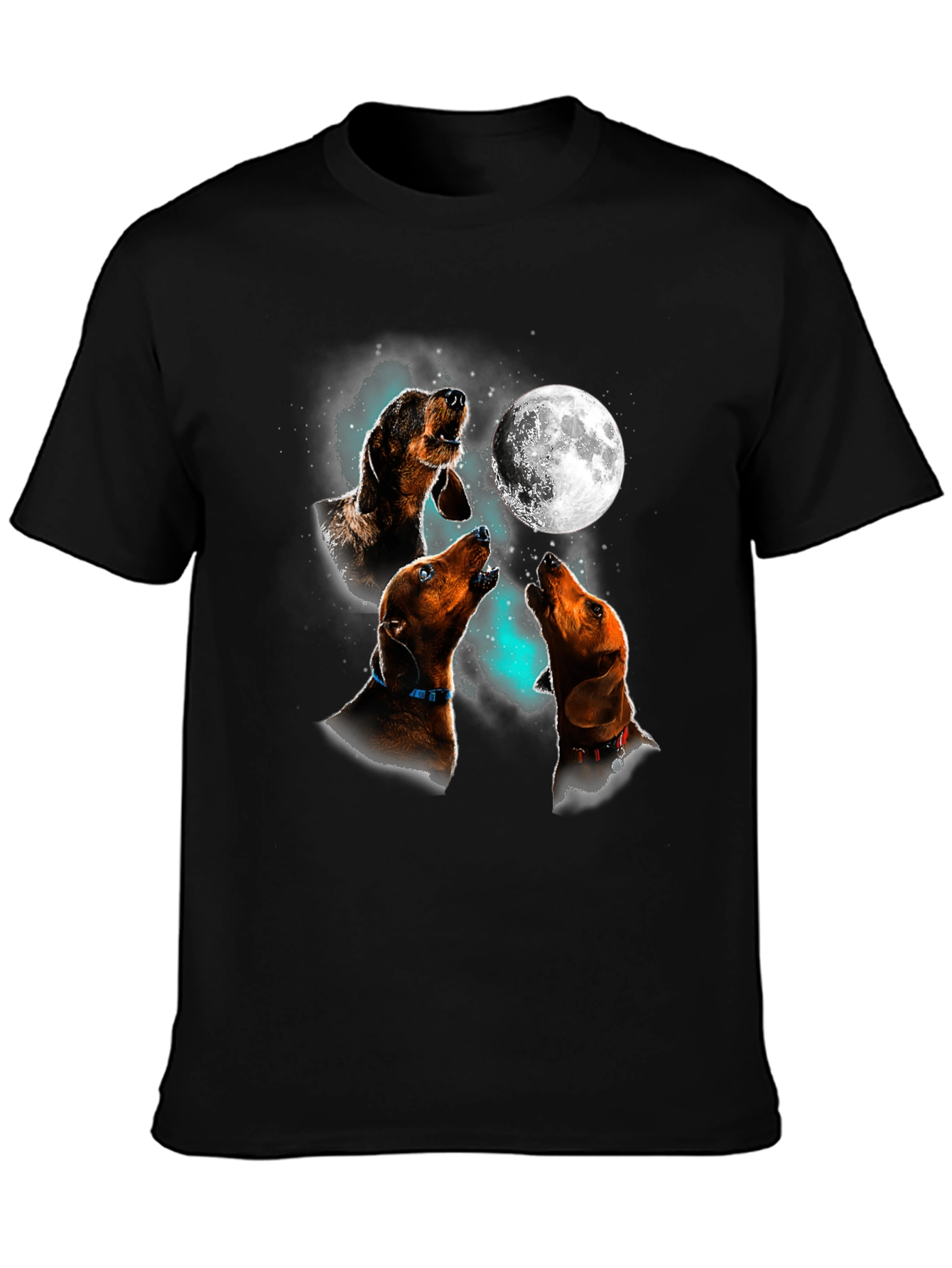 Dachshund Howling Moon Graphic T-Shirt