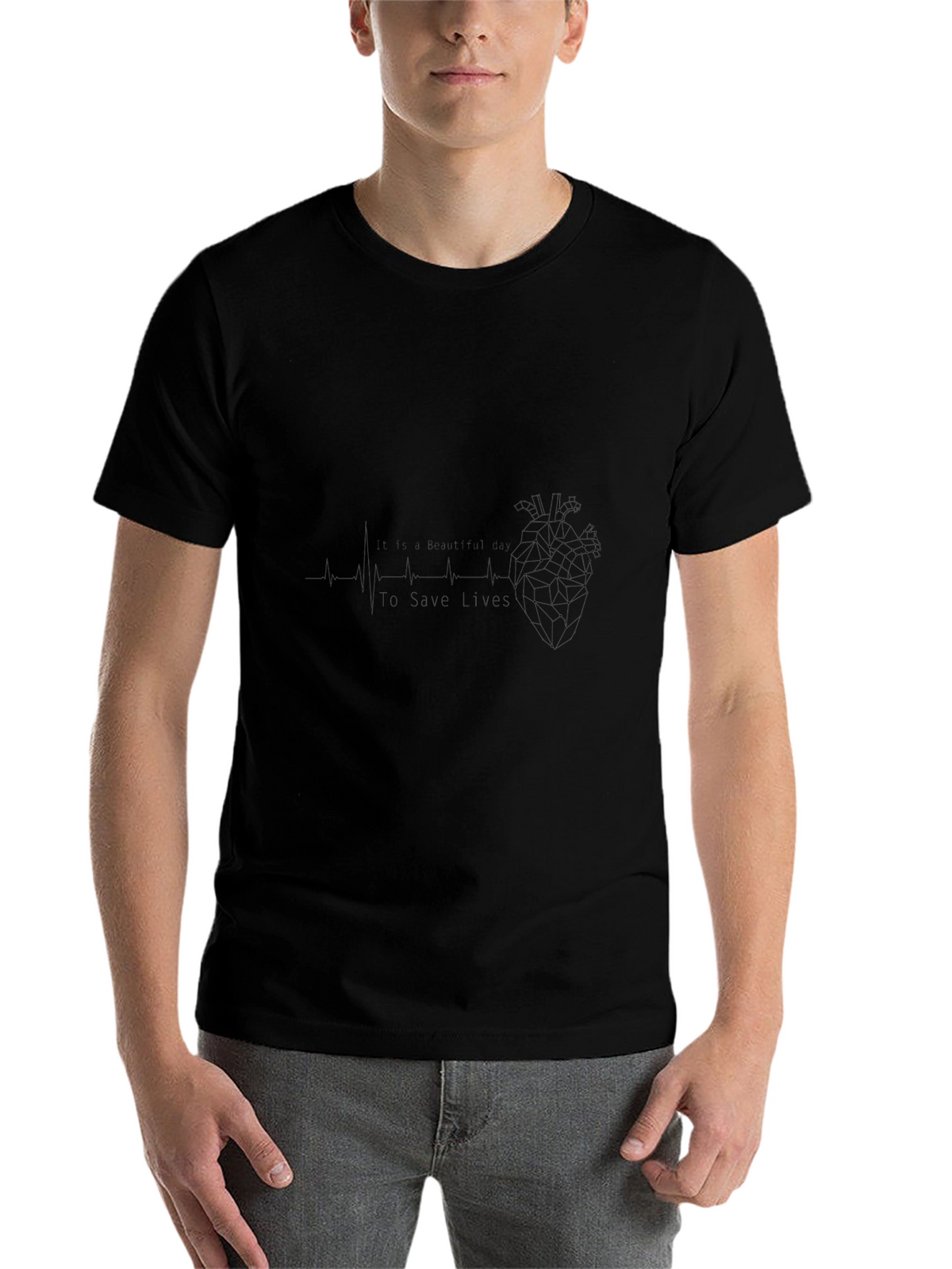 Heartbeat Save Lives Black T-Shirt