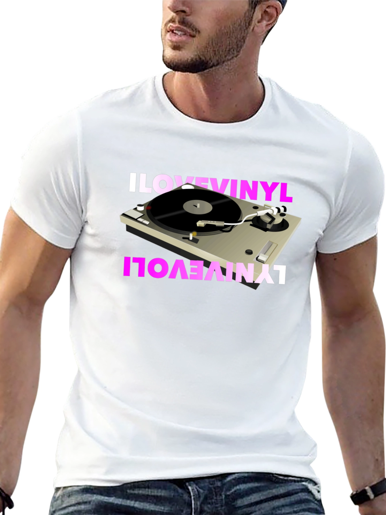 I Love Vinyl Turntable Graphic T-Shirt