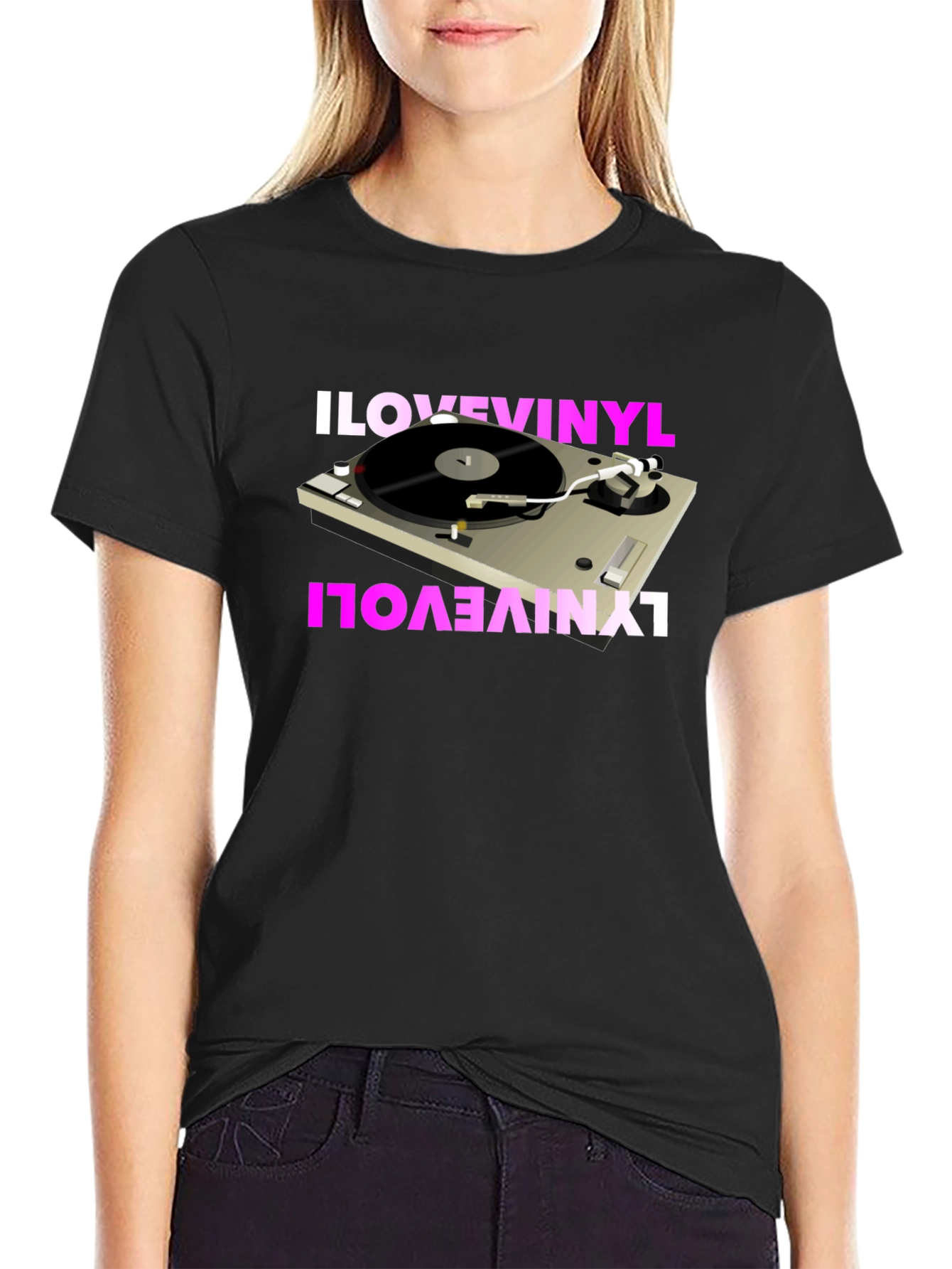 I Love Vinyl Turntable Graphic T-Shirt
