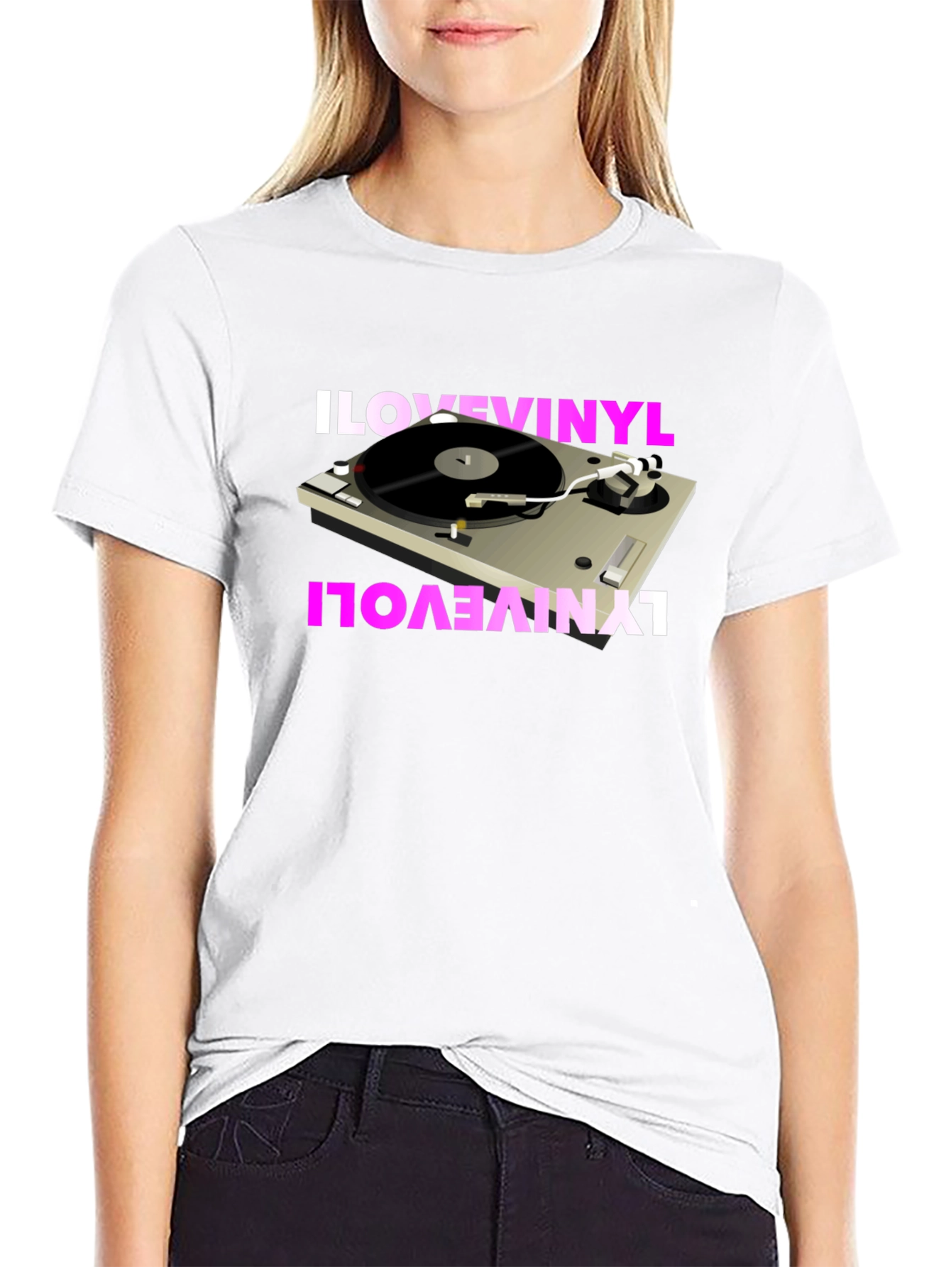 I Love Vinyl Turntable Graphic T-Shirt