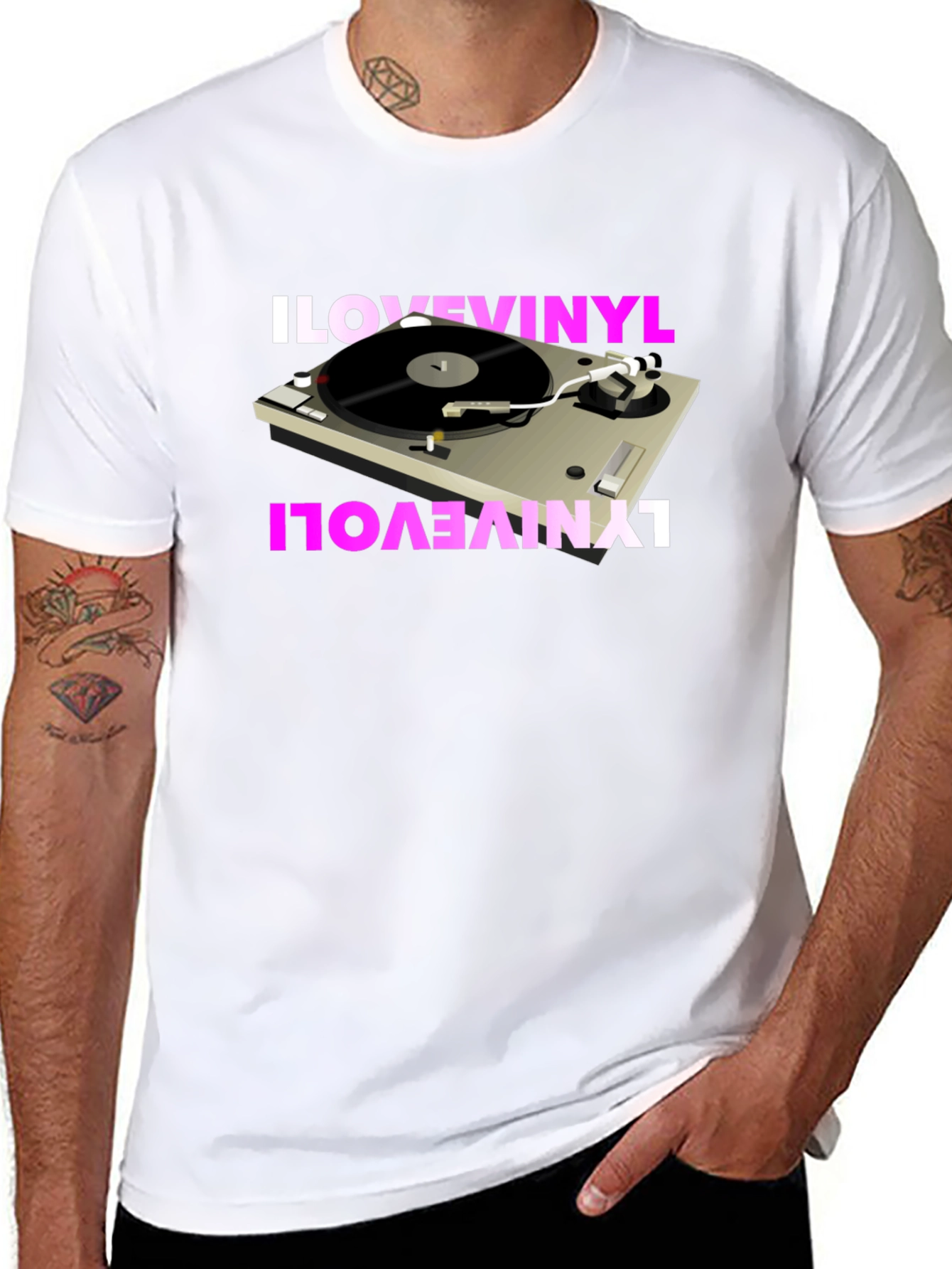 I Love Vinyl Turntable Graphic T-Shirt