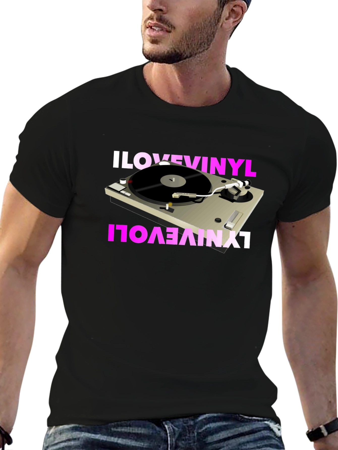 I Love Vinyl Turntable Graphic T-Shirt