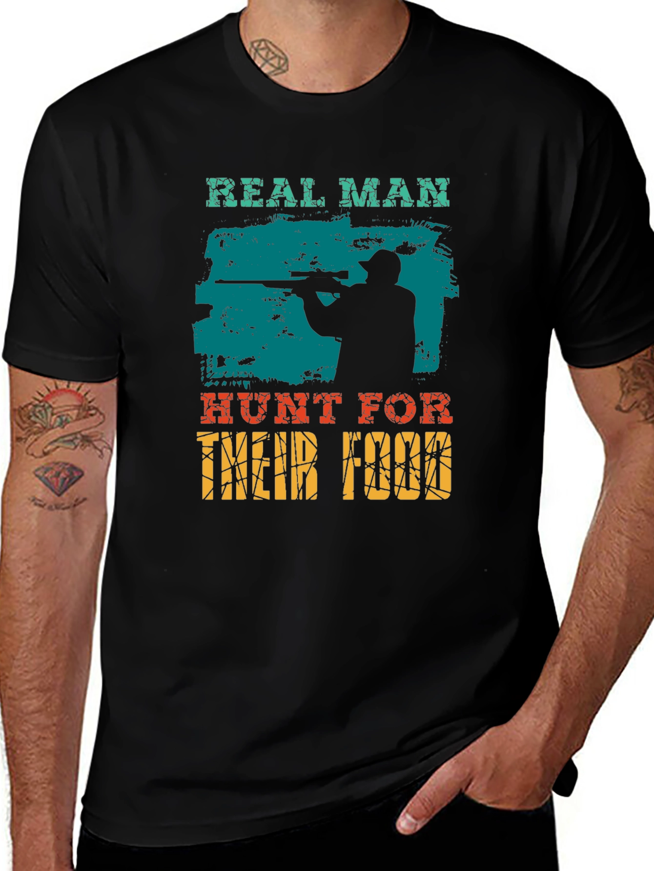 Real Man Hunt For Their Food Graphic T-Shirt