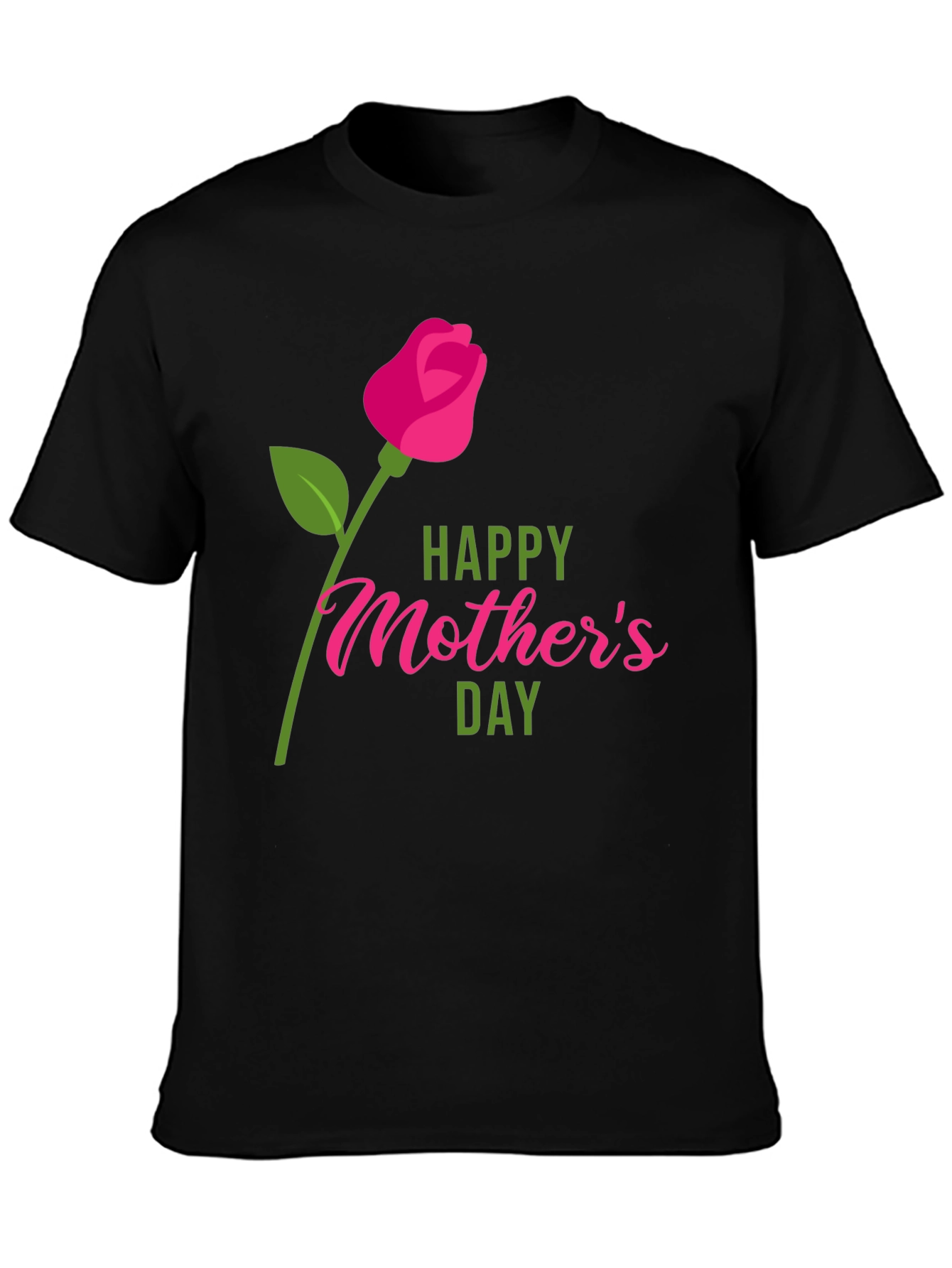 Happy Mothers Day Graphic Tee - Black Cotton