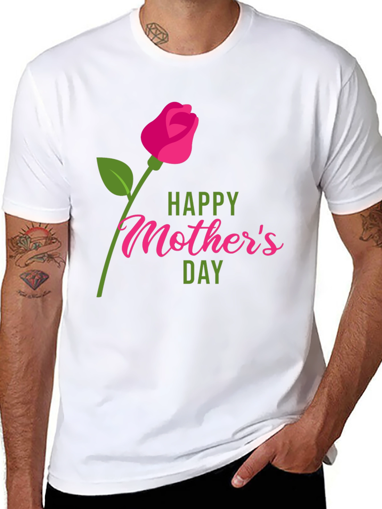 Happy Mothers Day Graphic Tee - Black Cotton