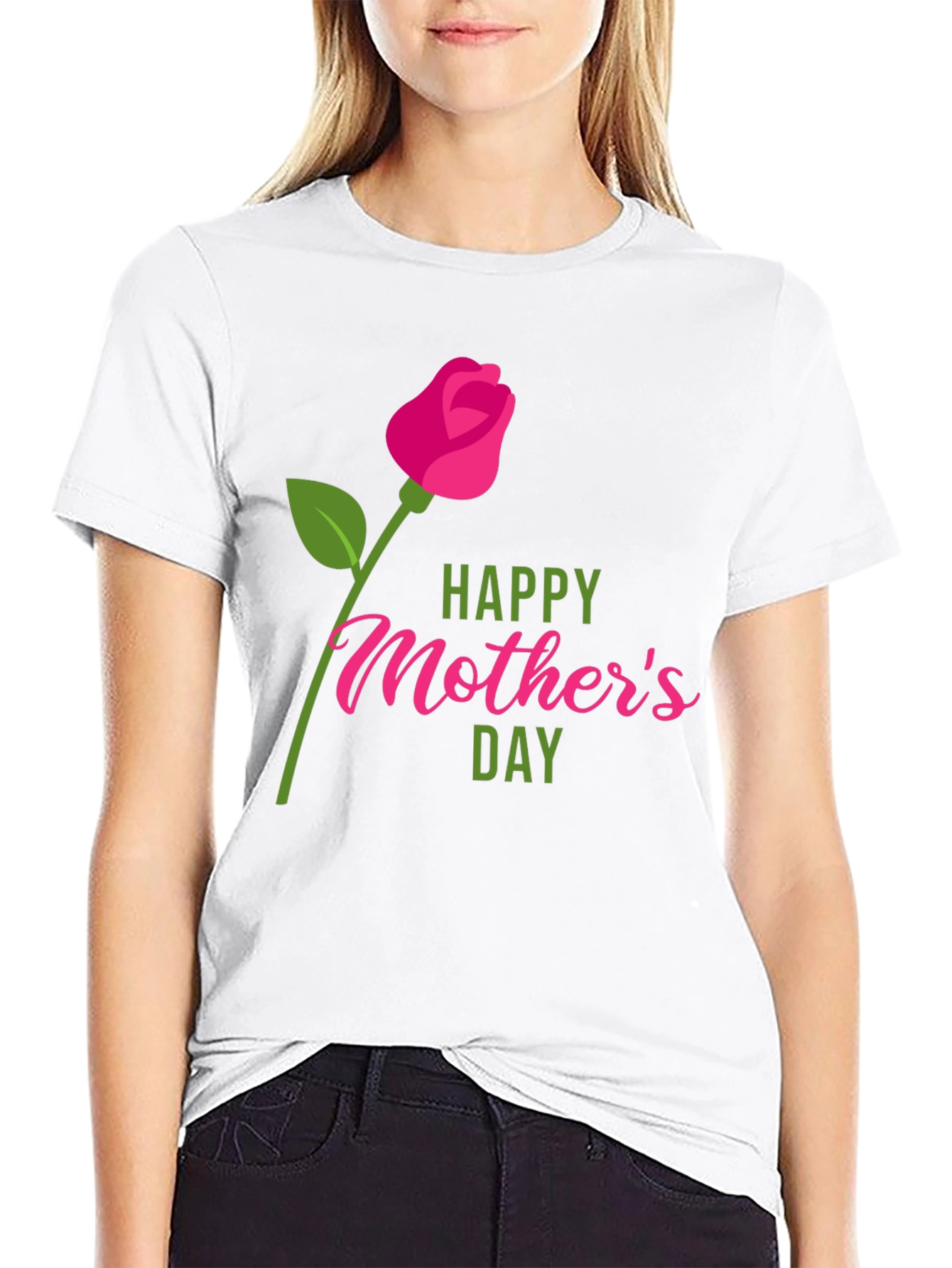 Happy Mothers Day Graphic Tee - Black Cotton