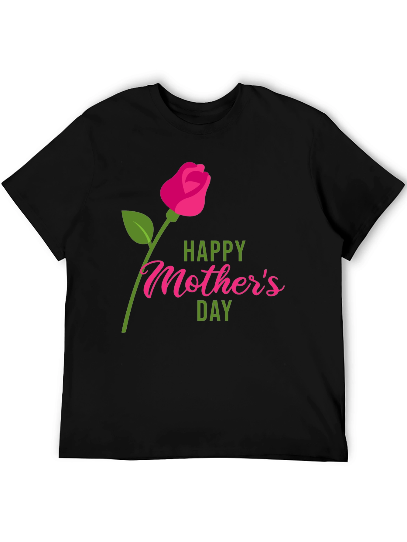 Happy Mothers Day Graphic Tee - Black Cotton