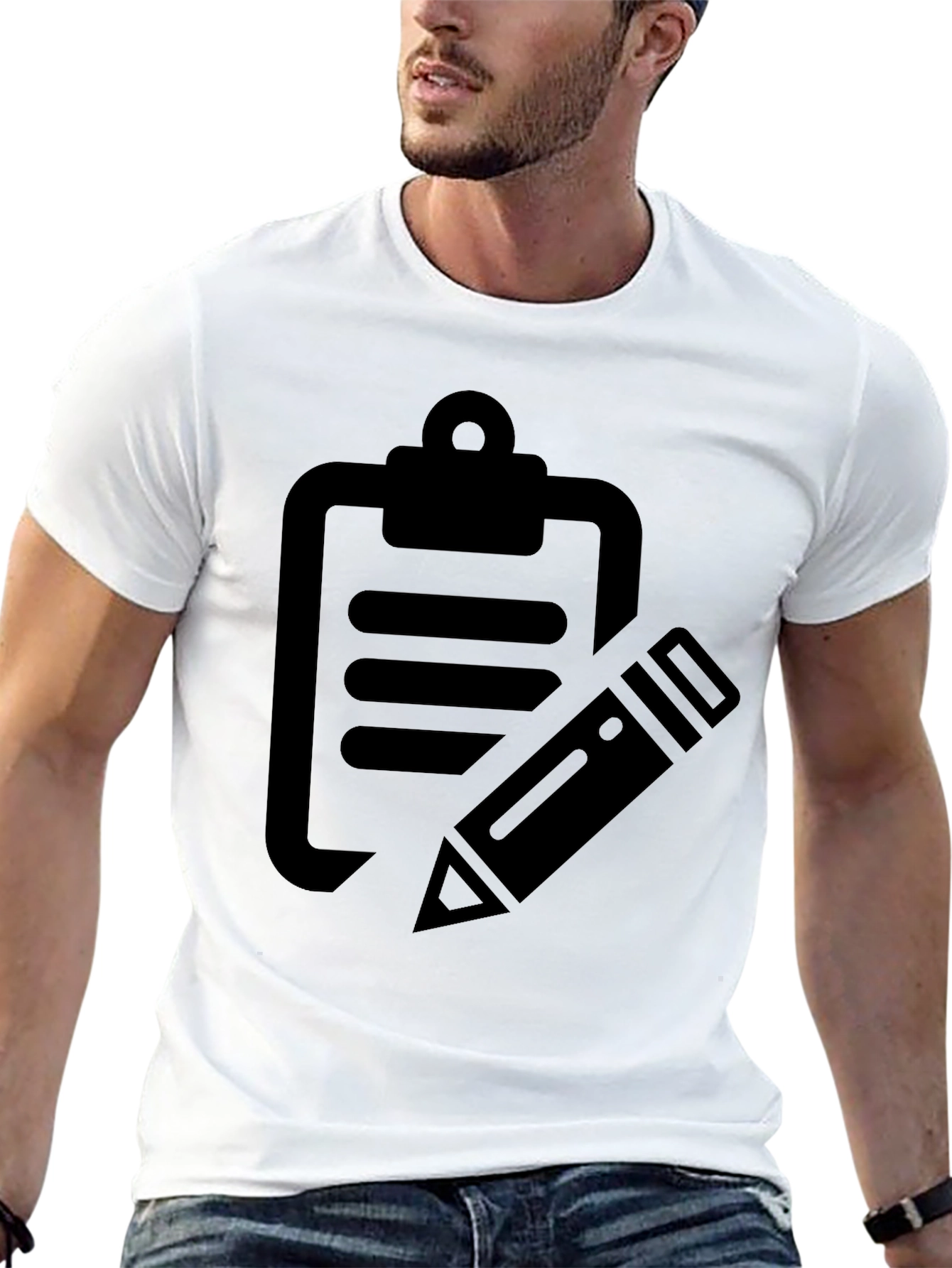 Clipboard & Pencil Graphic Tee - Black