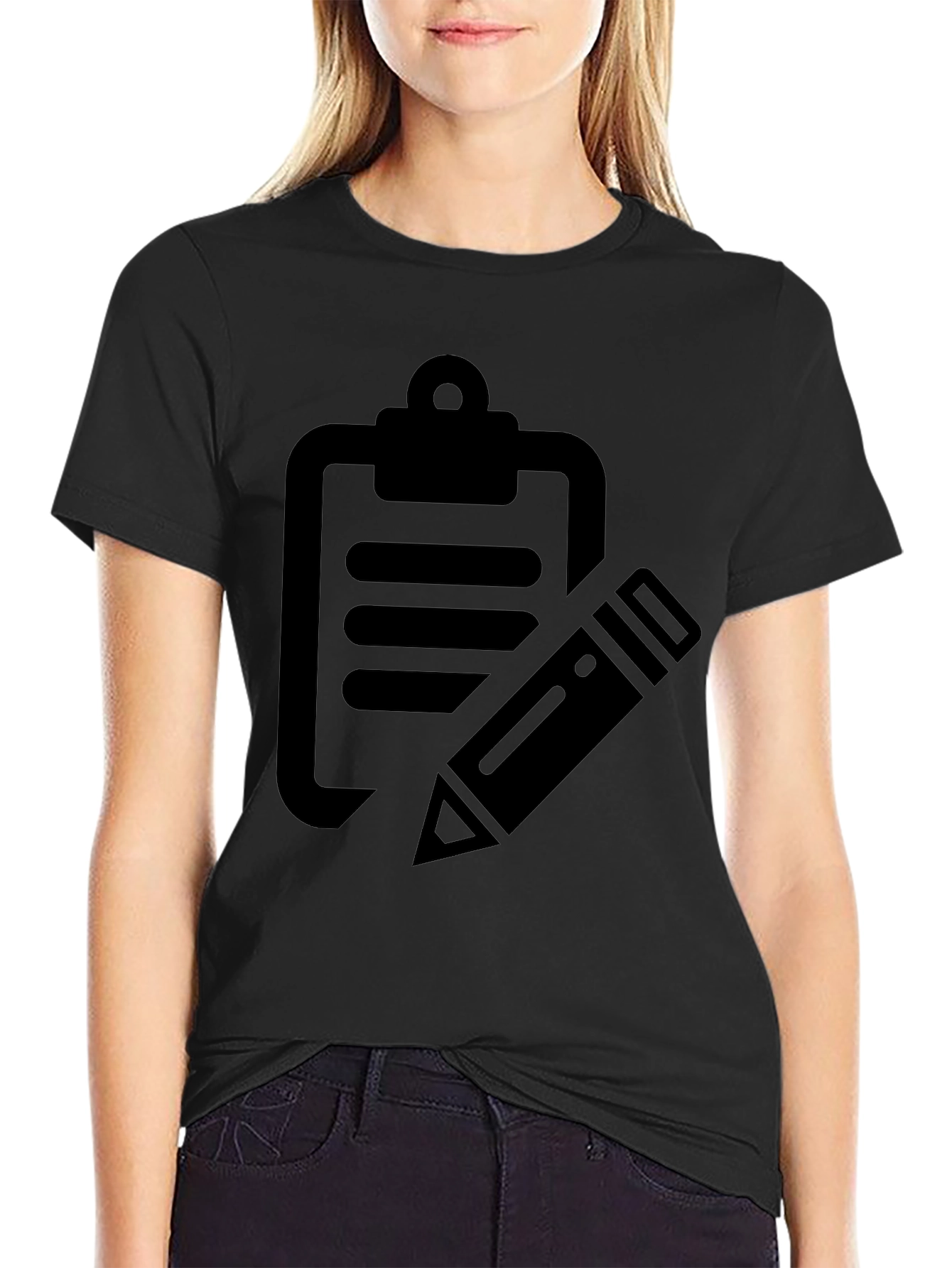 Clipboard & Pencil Graphic Tee - Black