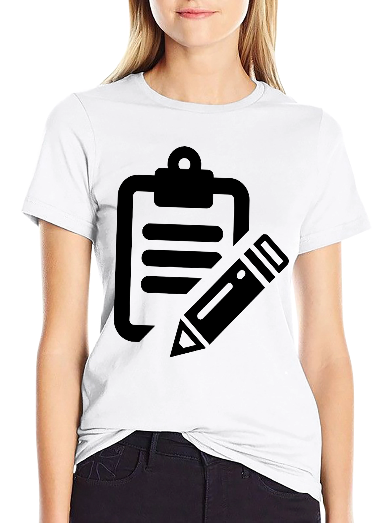 Clipboard & Pencil Graphic Tee - Black